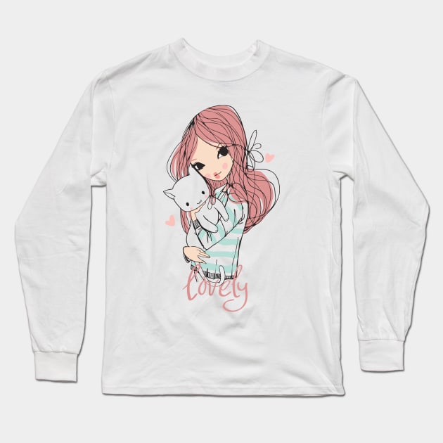 Lovely Girl Long Sleeve T-Shirt by ZionFashion